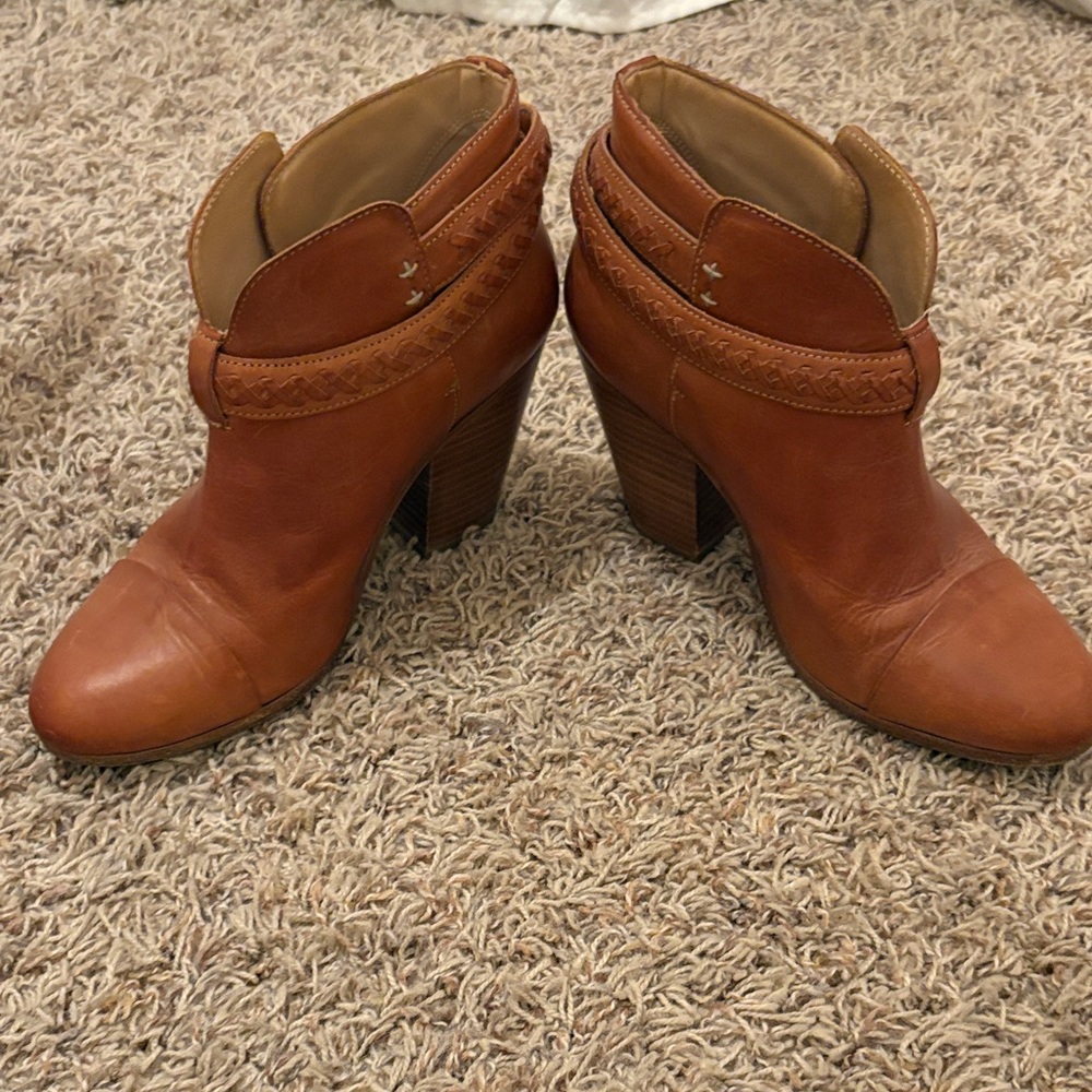 rag & bone Cognac Leather Ankle Booties
